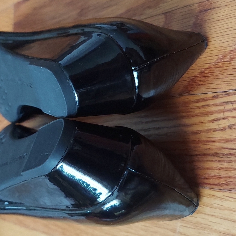 Adrienne Vittadini Palm Beach Black Patent Wedges w/ Rhinestone Details Size 6 - Picture 15 of 16